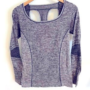 Zella Dark Gray Heather Performance Long Sleeve Workout Top